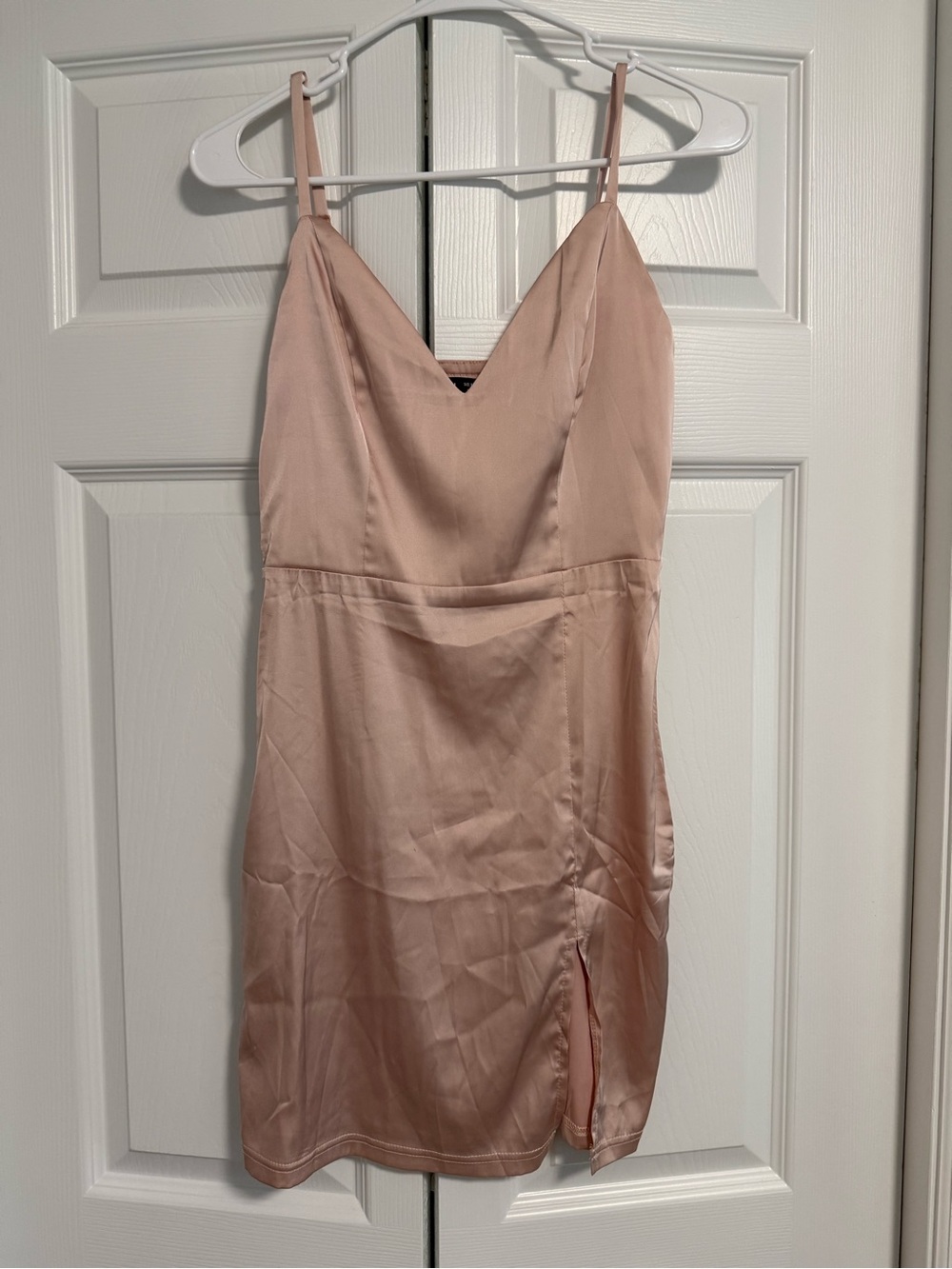 SHEIN Blush Pink Satin V-Neck Slip Dress
